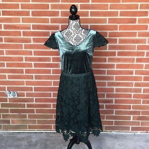Isaac Mizrahi Live! Green Velvet Lace Midi Dress